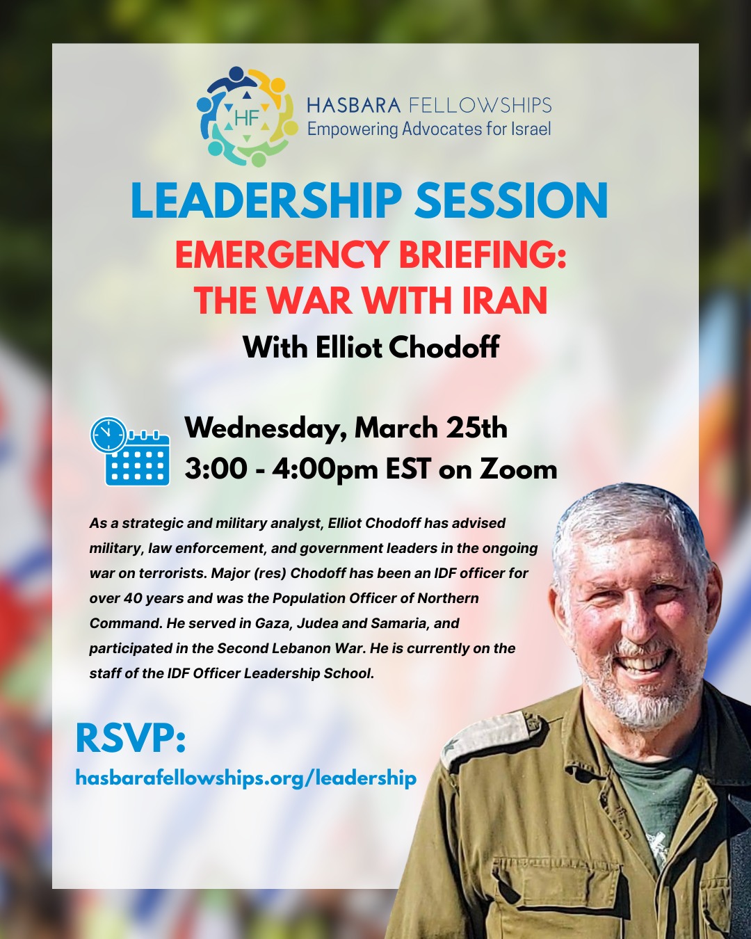 Iran War briefing with IDF Major (Res) Elliot Chodoff